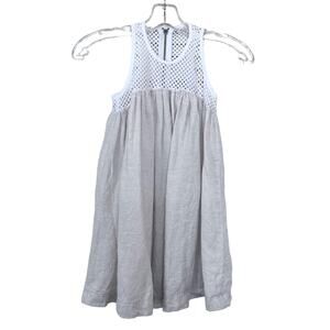 Anja Schwerbrock AMI Surf Linen Mesh Tank Dress Neutral Girls Size 8Y EU